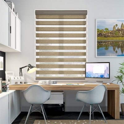 Winstar Honey Oak Zebra Roller Blind