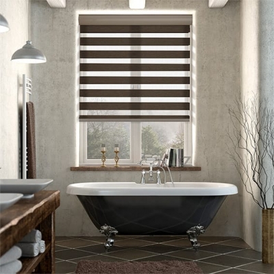 Winstar Dark Wood Zebra Roller Blind